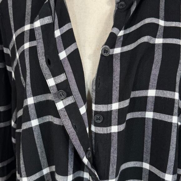 Lane Bryant SZ 16 Top Plaid Button-Up Ruffled Collared Long Sleeve Lightweight - Picture 8 of 10